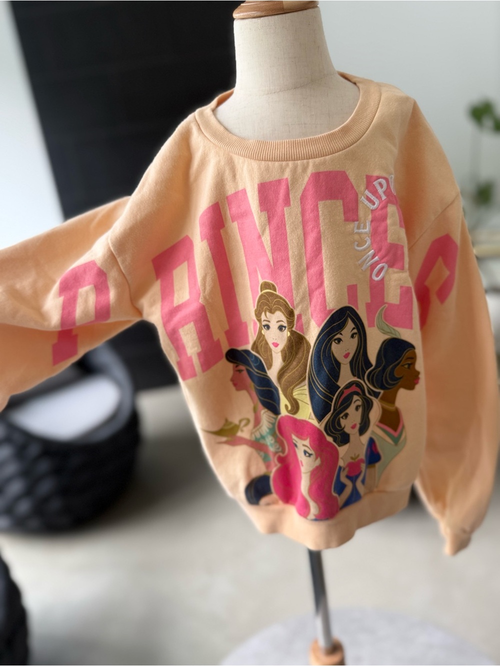 Peach Graphic Princess Crewneck Sweater